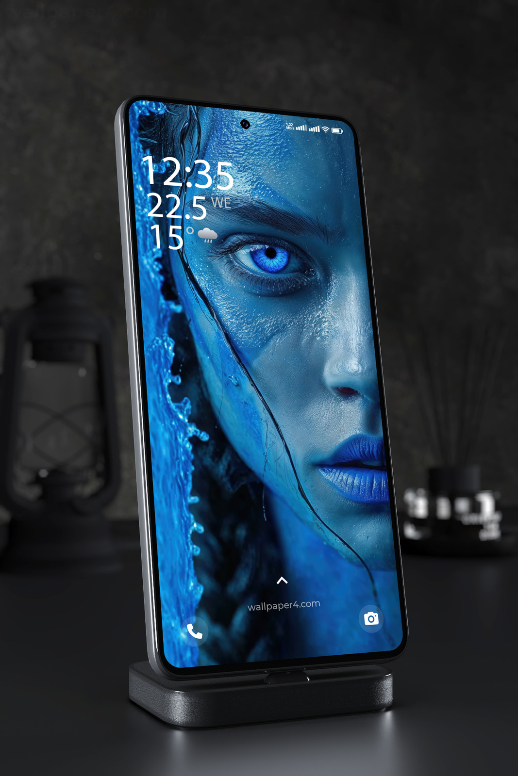 Phone Wallpaper 4038 - Avatar Inspired Blue Alien Eye Portrait