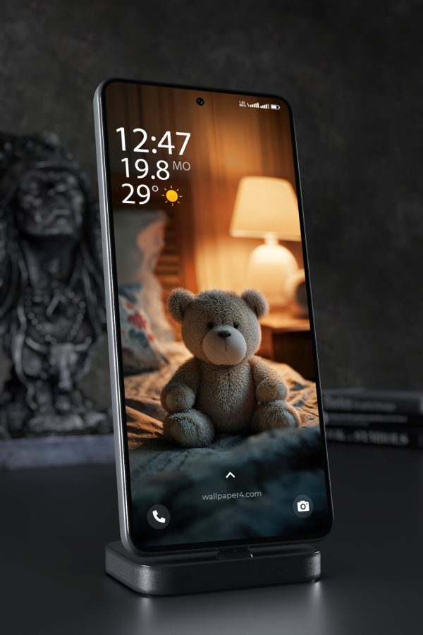 Phone Wallpaper 4042 - Cozy Teddy Bear Bedroom Phone Wallpaper