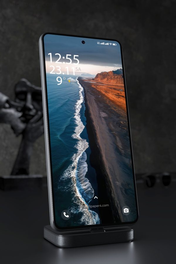 Mobile Wallpaper 4048 - Dramatic Black Sand Coastline and Ocean Waves