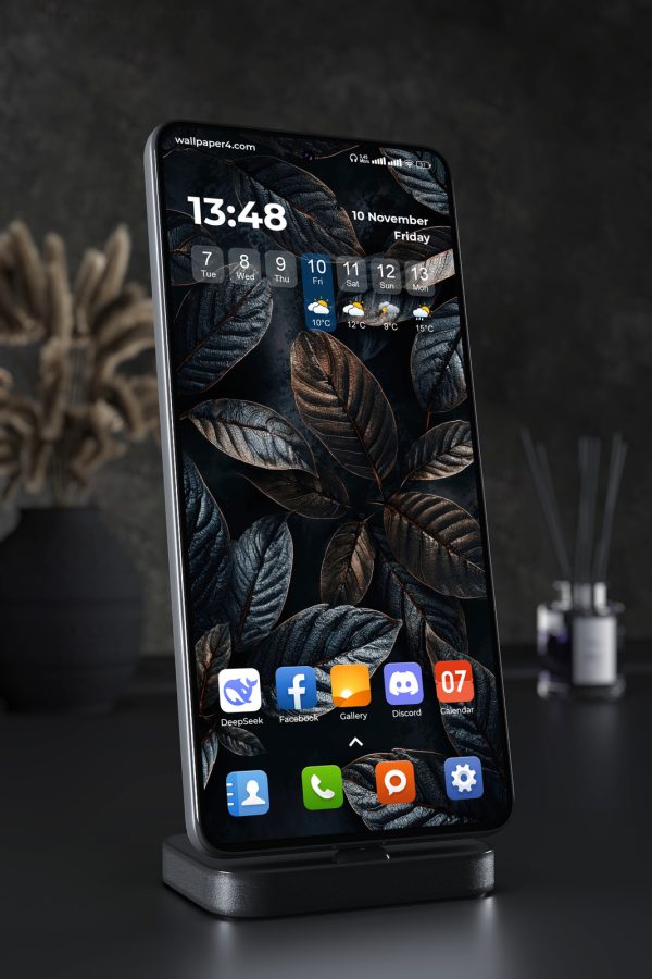 Phone Wallpaper 4057 - Dark Botanical Leaves Aesthetic Phone Background