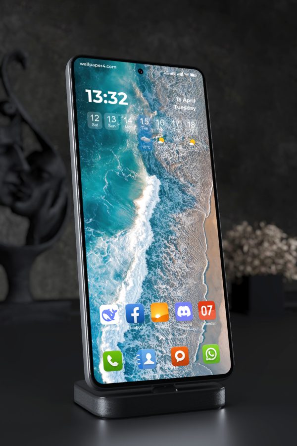 Phone Wallpaper 4068 - Aerial Turquoise Ocean Waves on Sandy Shore