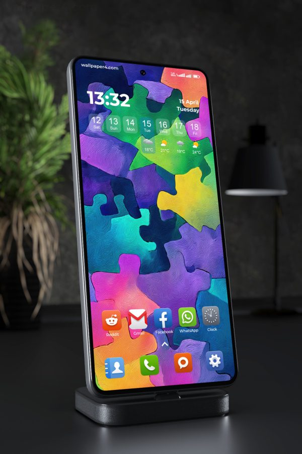 Mobile Wallpaper 4126 - Colorful Puzzle Pieces Abstract Art Design