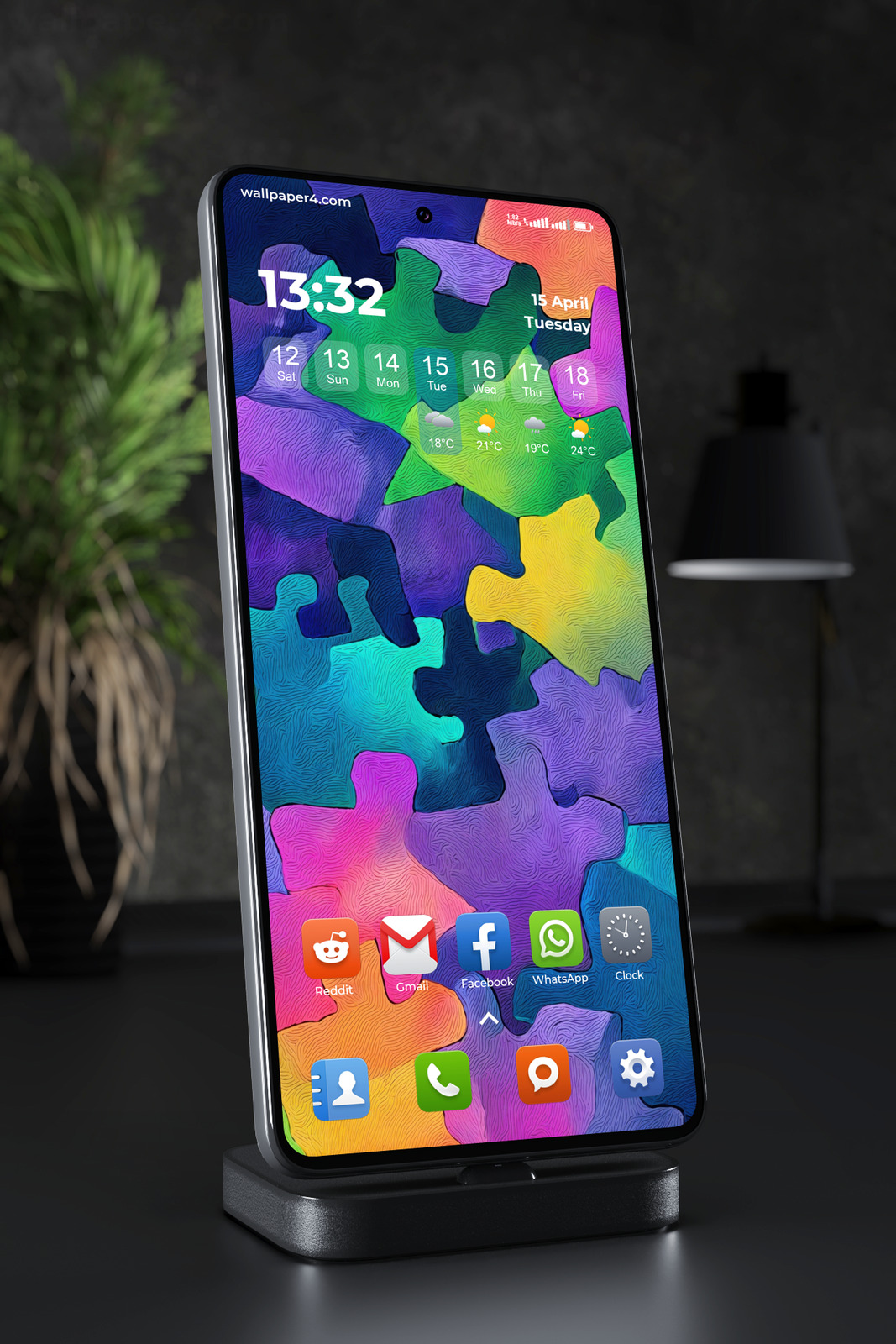 Mobile Wallpaper 4126 - Colorful Puzzle Pieces Abstract Art Design