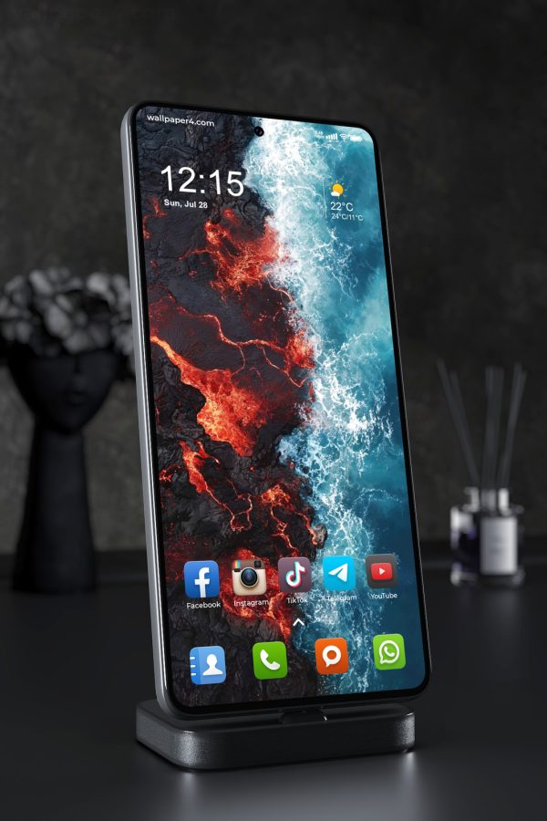 Phone Wallpaper 4132 - Lava Meets Ocean in Dramatic Aerial Coast View