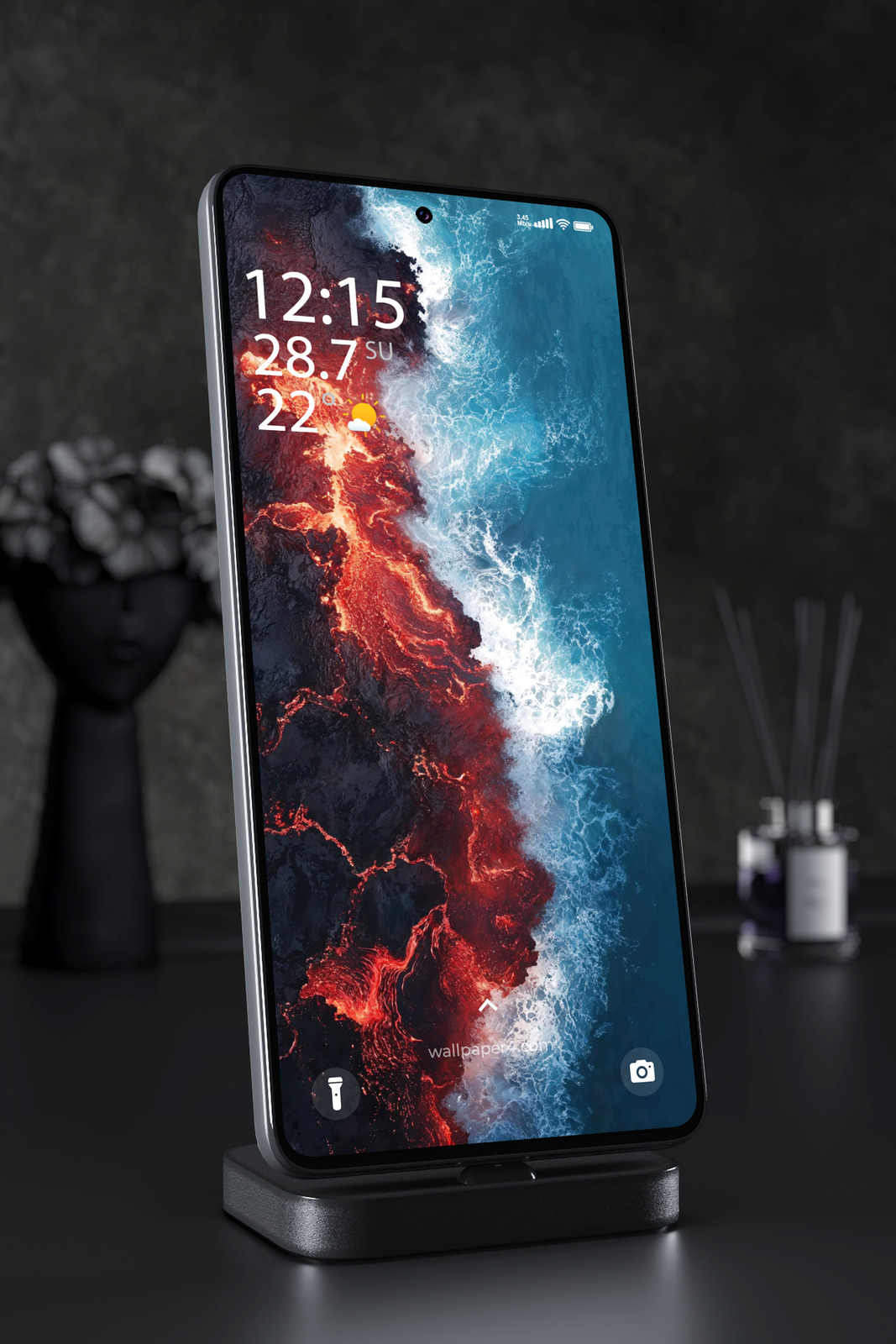 Mobile Wallpaper 4132 - Lava Meets Ocean in Dramatic Aerial Coast View