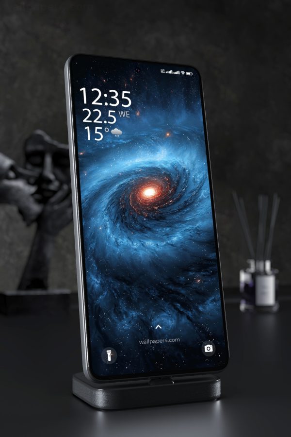 Phone Wallpaper 4170 - Glowing Spiral Galaxy in Deep Space Art