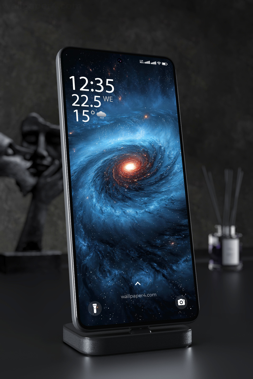 Phone Wallpaper 4170 - Glowing Spiral Galaxy in Deep Space Art