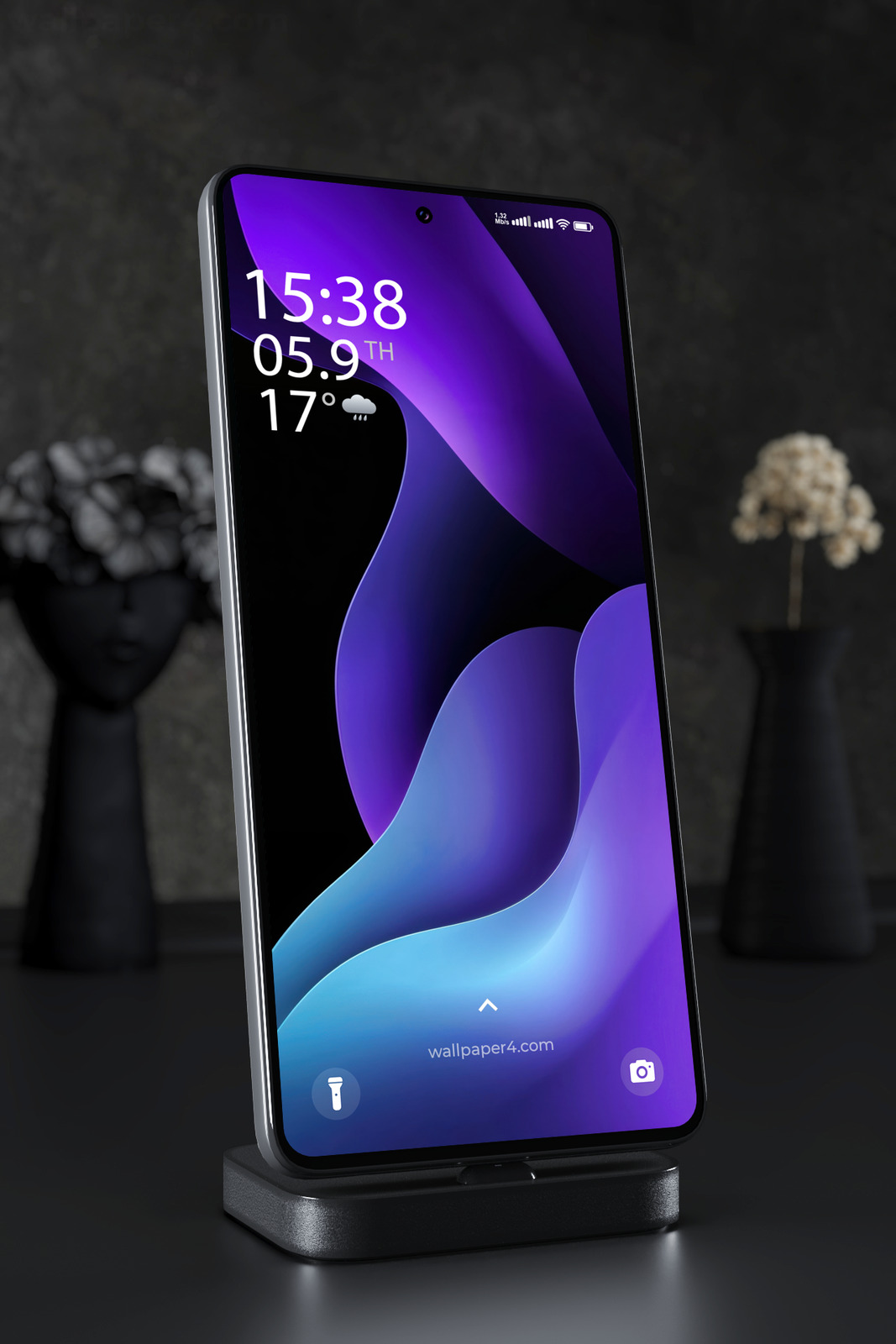 Phone Wallpaper 4173 - Purple Blue Abstract Flowing Curves Art