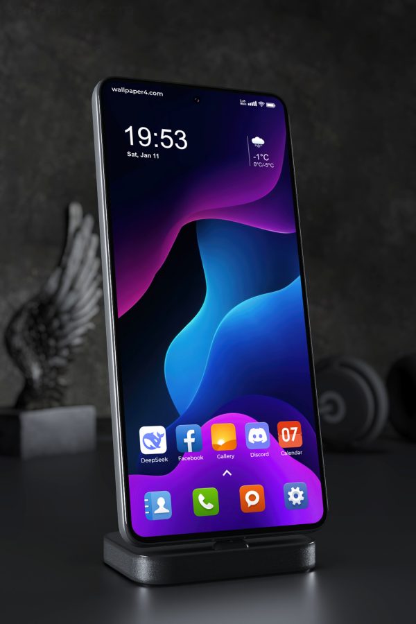 Mobile Wallpaper 4176 - Neon Purple Cyan Abstract Flow Phone Background