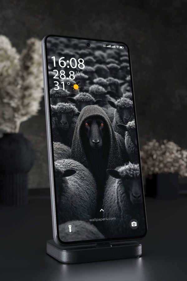 Phone Wallpaper 4184 - Black Sheep in Hood Among the Shadow Flock