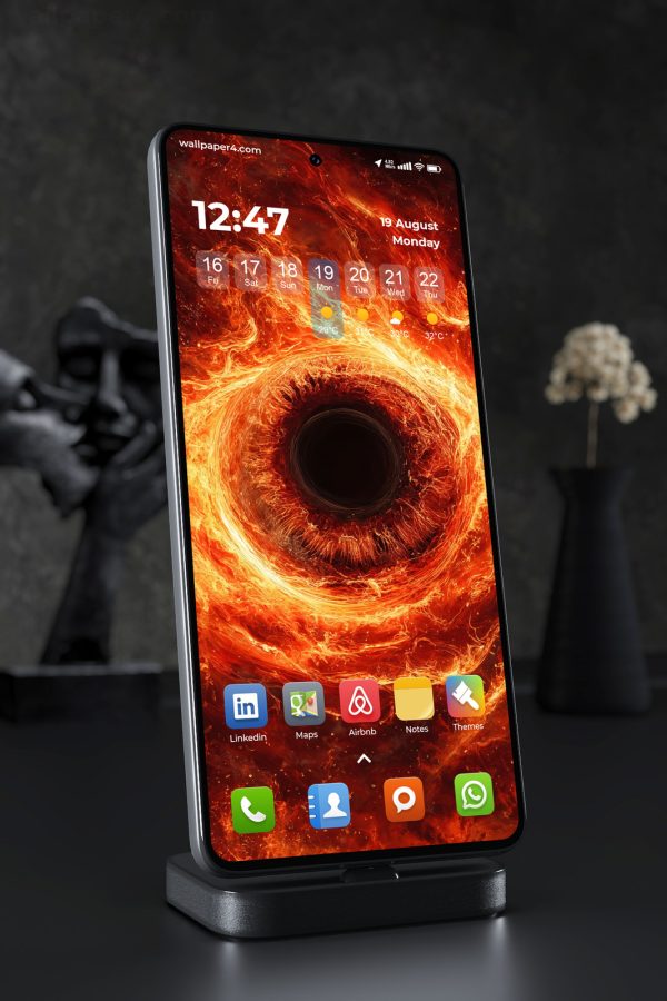 Phone Wallpaper 4208 - Fiery Cosmic Eye in a Burning Flame Vortex
