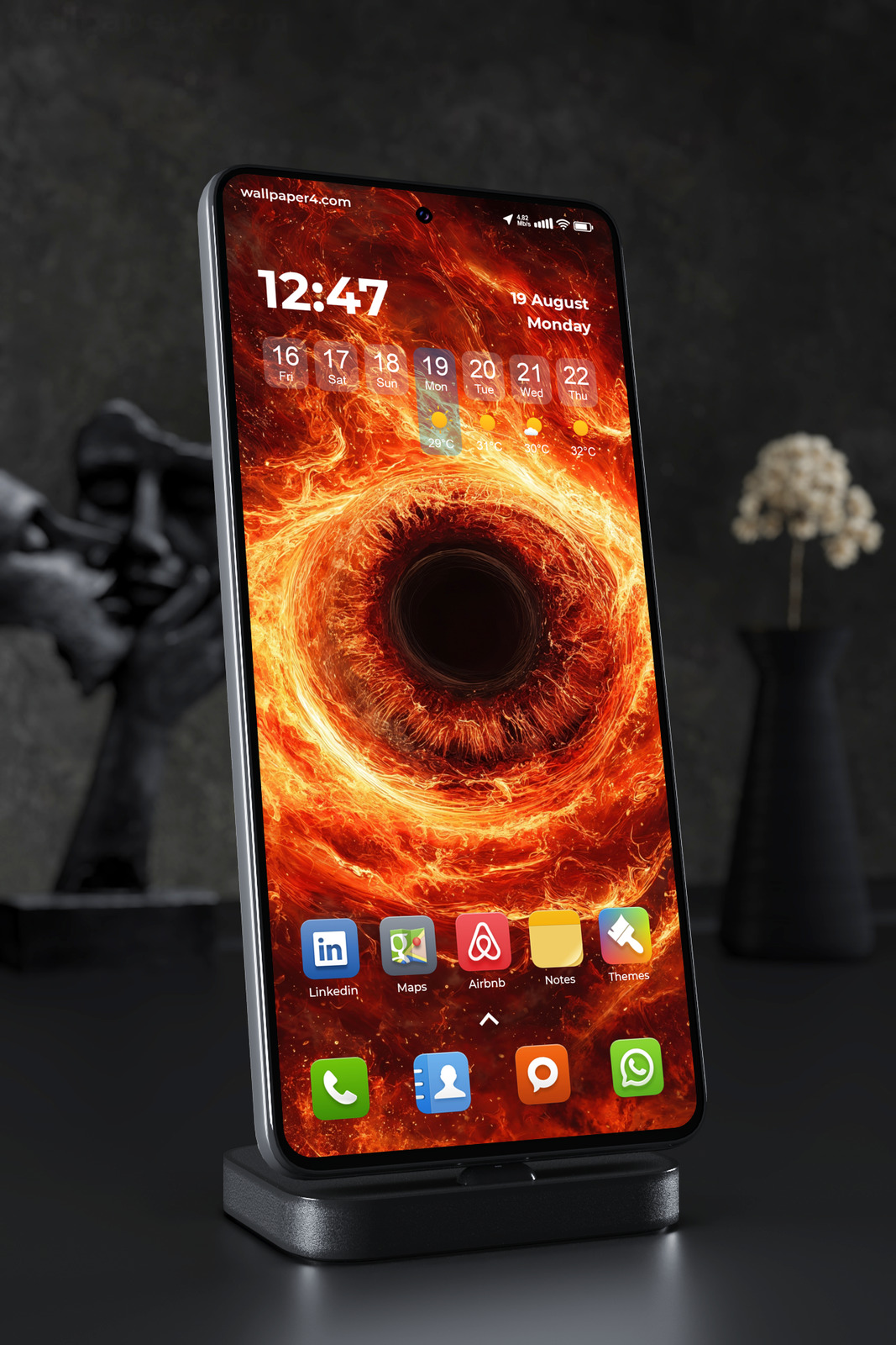 Phone Wallpaper 4208 - Fiery Cosmic Eye in a Burning Flame Vortex