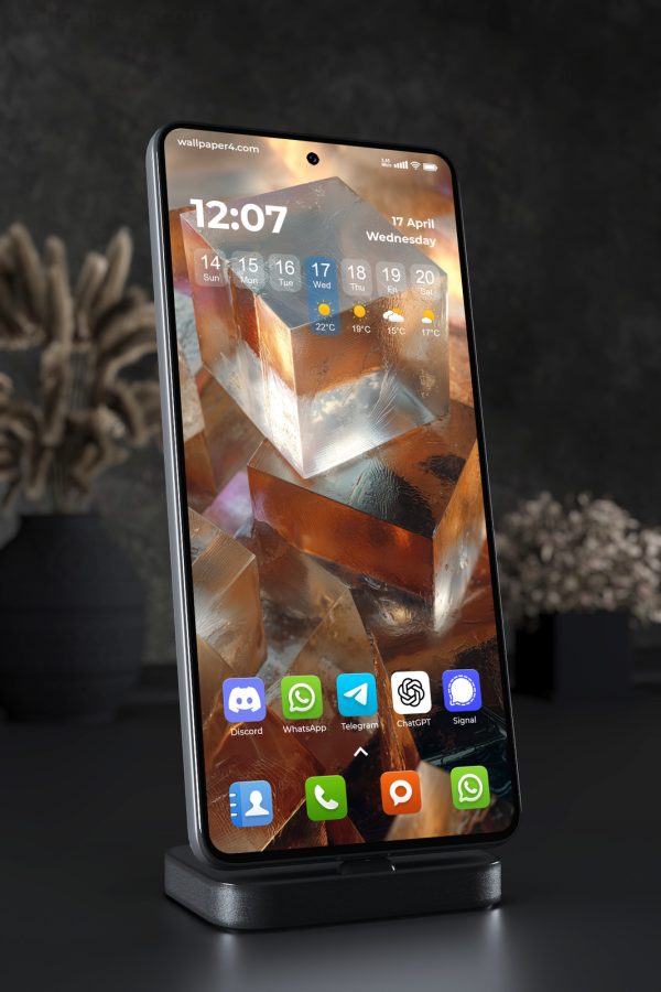 Phone Wallpaper 4219 - Translucent Amber Glass Cubes 3D Mobile Art