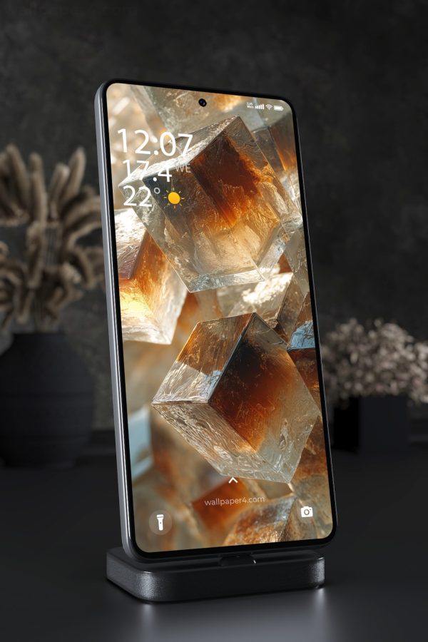 Mobile Wallpaper 4219 - Translucent Amber Glass Cubes 3D Mobile Art