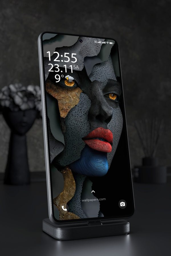 Phone Wallpaper 4252 - Abstract Golden Eye Face with Shattered Mask