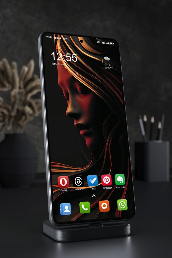 Phone Wallpaper 4259 - Dark Female Portrait with Golden Hair Glow