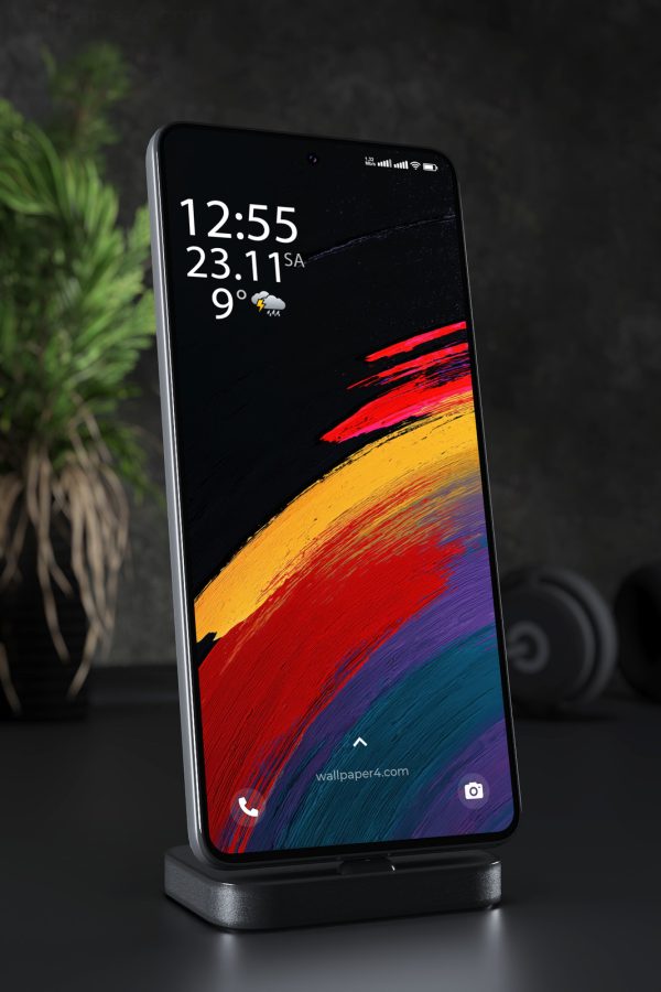 Phone Wallpaper 4288 - Abstract Black Paint Strokes with Vivid Color