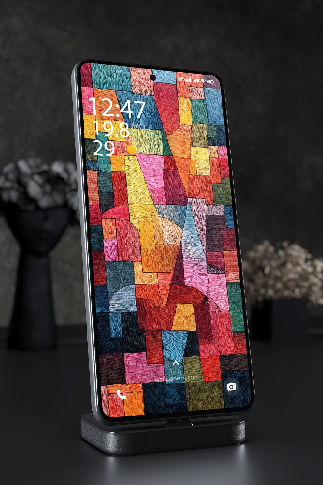Phone Wallpaper 4297 - Colorful Geometric Abstract Canvas Texture Art