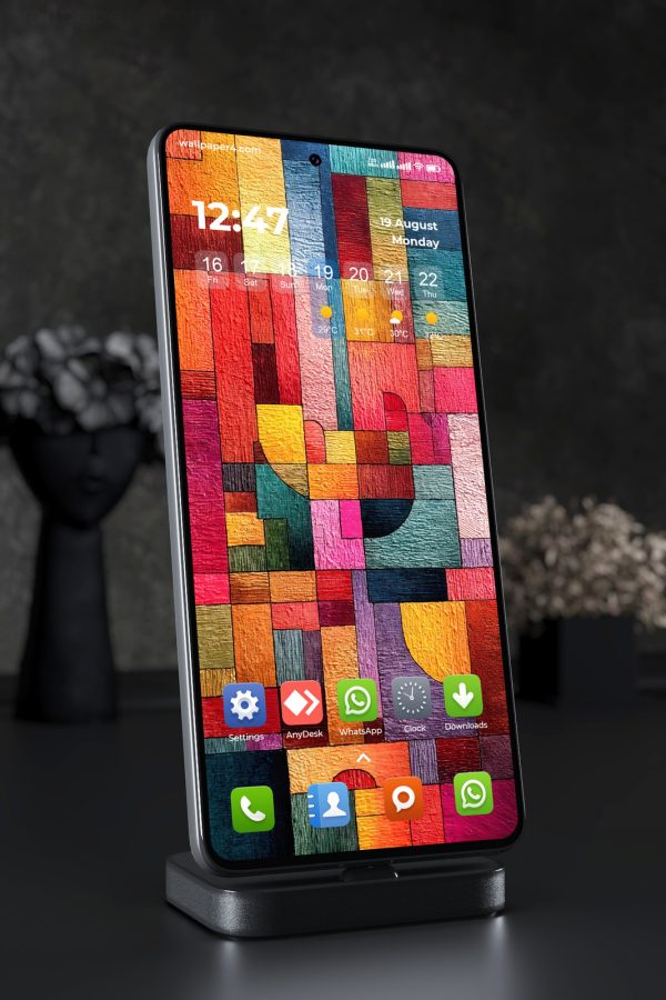 Mobile Wallpaper 4297 - Colorful Geometric Abstract Canvas Texture Art