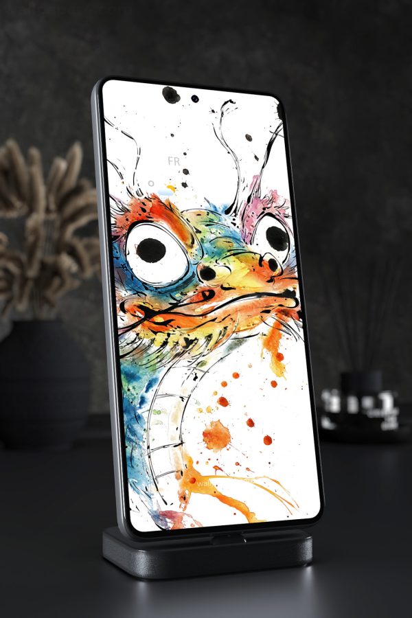 Phone Wallpaper 4306 - Colorful Abstract Bird Face Watercolor Art