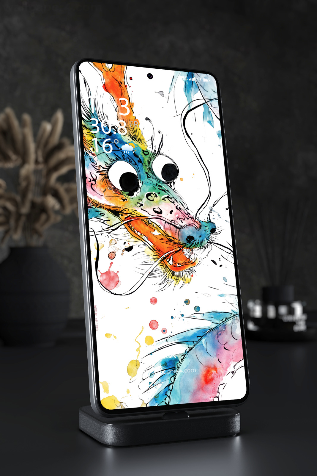 Mobile Wallpaper 4306 - Colorful Abstract Bird Face Watercolor Art