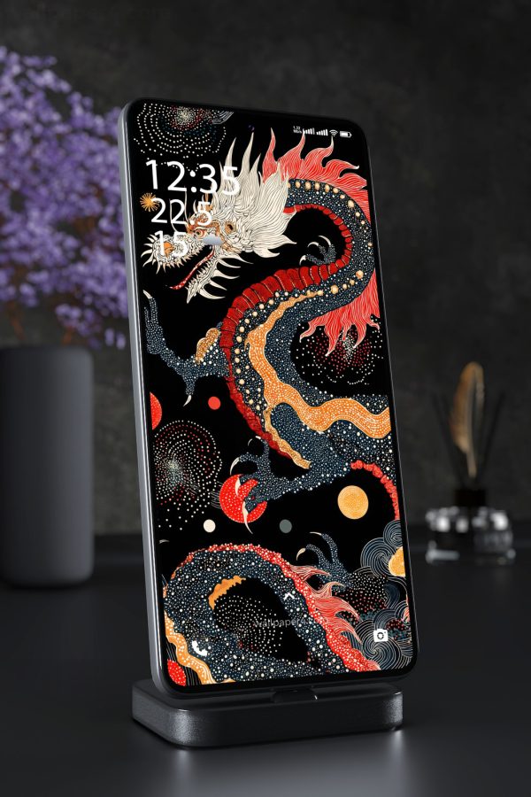 Phone Wallpaper 4312 - Celestial Japanese Dragon Fantasy Art
