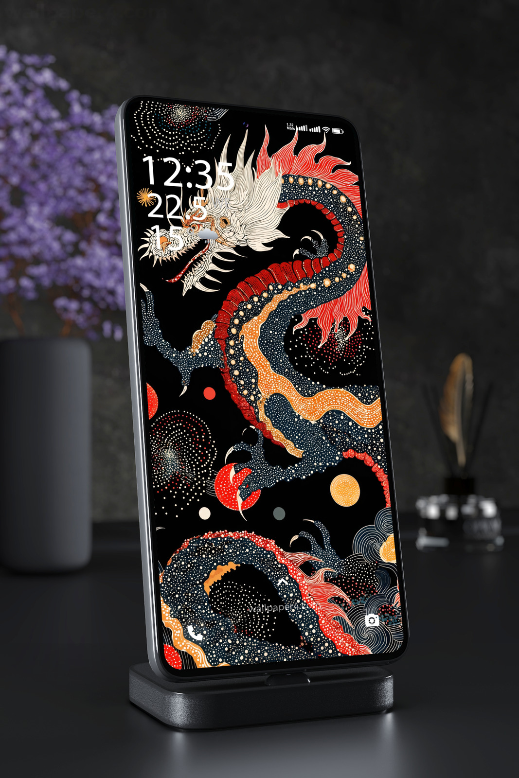 Phone Wallpaper 4312 - Celestial Japanese Dragon Fantasy Art