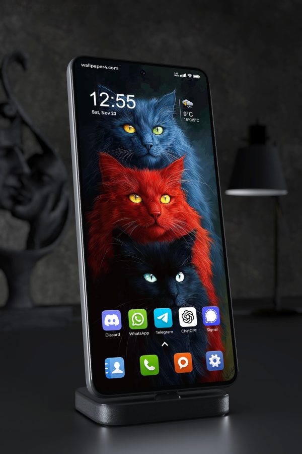 Phone Wallpaper 4317 - Colorful Mystical Cats Portrait Art for Phone