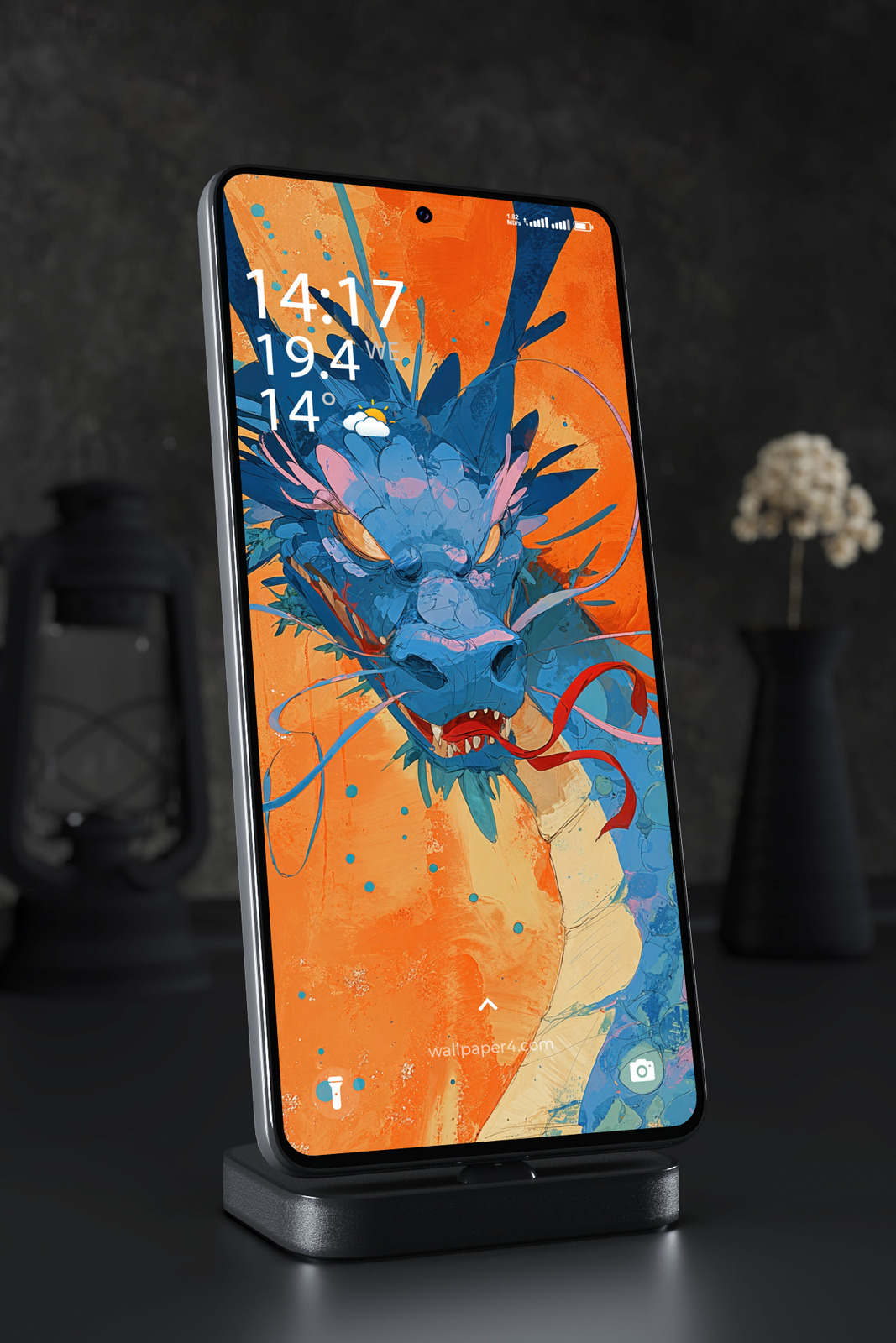Phone Wallpaper 4329 - Gyarados Dragon Anime Art in Blue and Orange