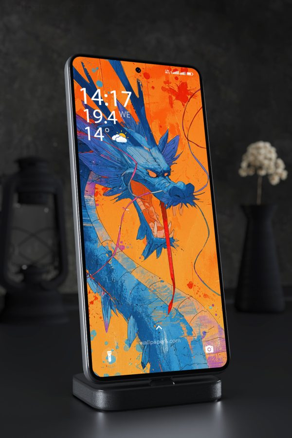 Mobile Wallpaper 4329 - Gyarados Dragon Anime Art in Blue and Orange