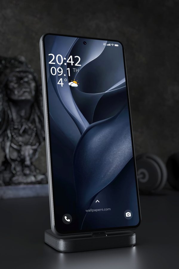 Phone Wallpaper 4333 - Dark Blue Abstract Flowing Forms in 3D Design