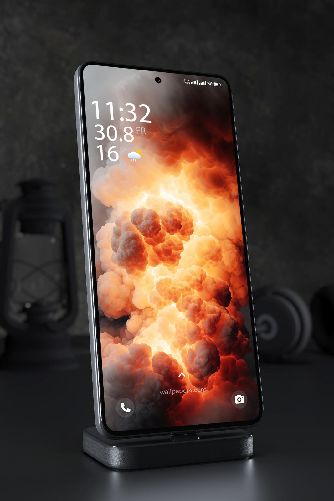 Phone Wallpaper 4372 - Fiery Smoke Explosion Abstract 3D Mobile Art