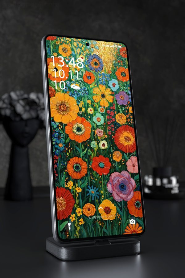 Mobile Wallpaper 4385 - Colorful Wildflower Garden Oil Painting Art