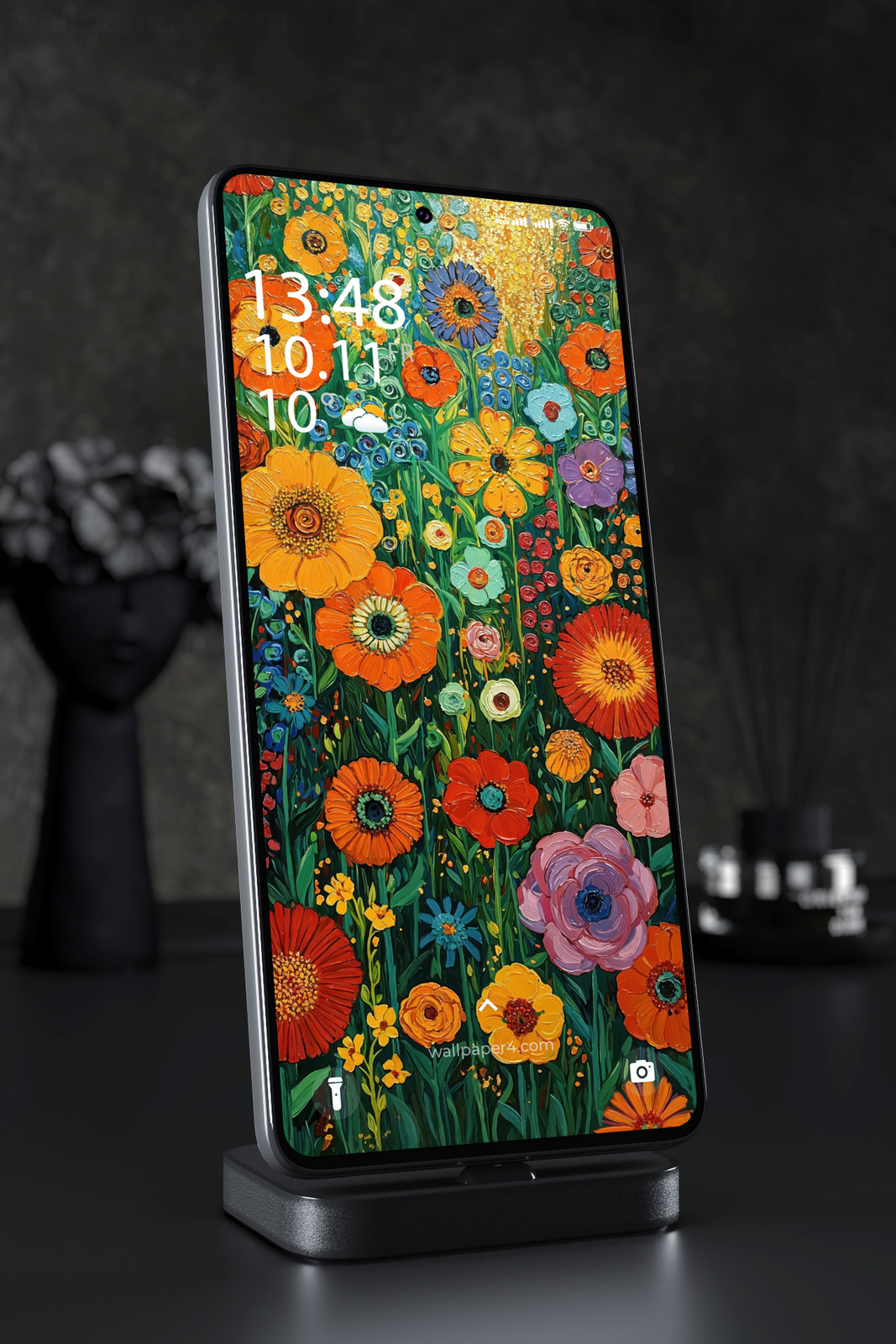 Mobile Wallpaper 4385 - Colorful Wildflower Garden Oil Painting Art