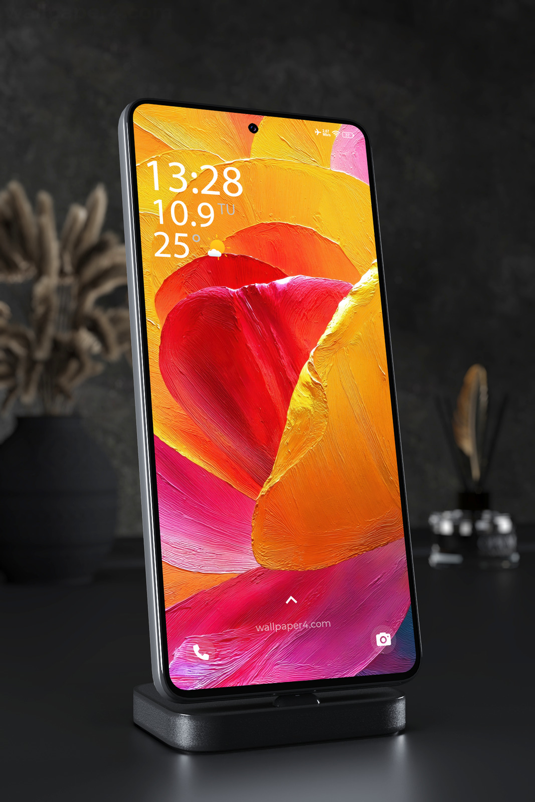 Phone Wallpaper 4391 - Vibrant Abstract Petal Texture in Warm Colors