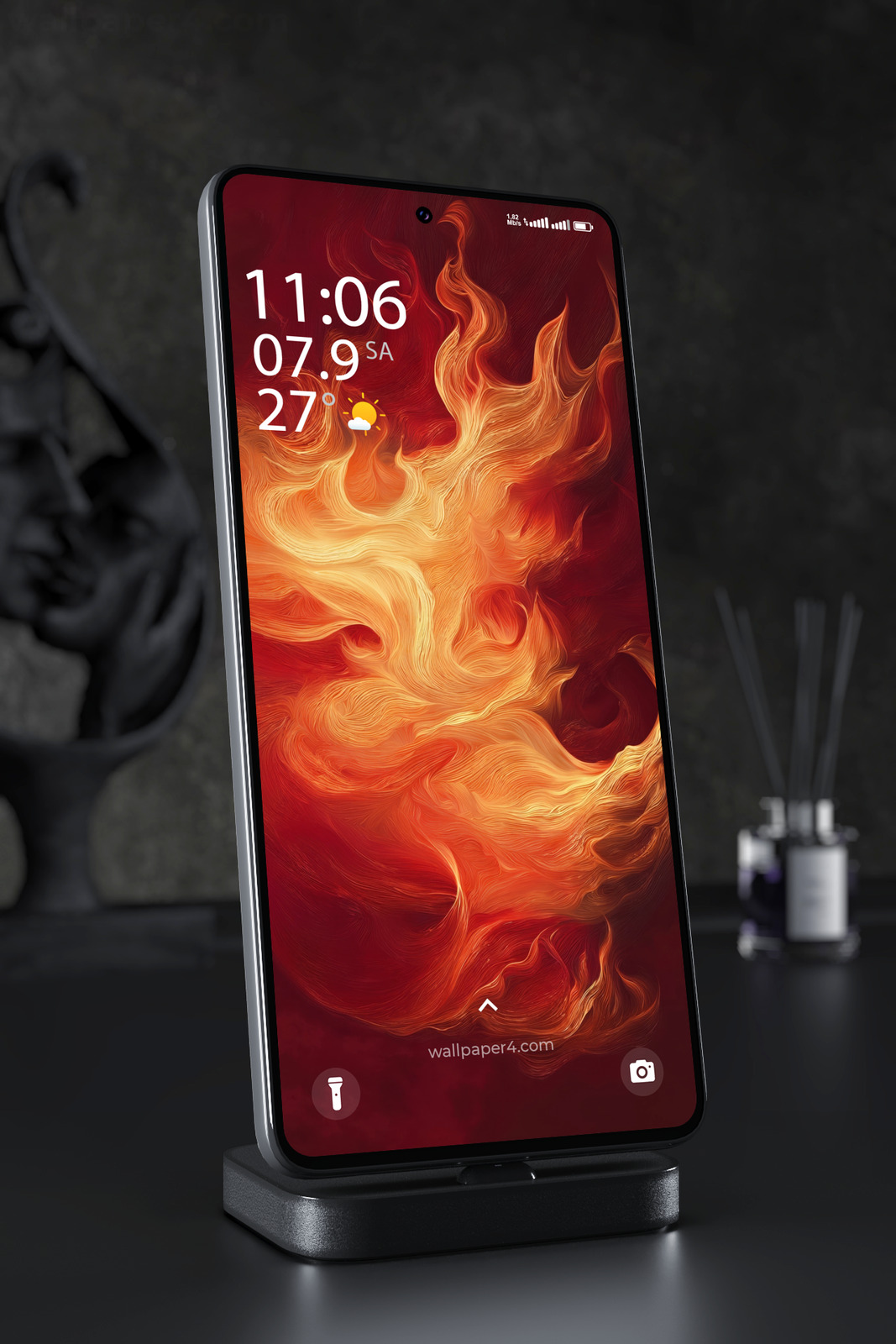 Mobile Wallpaper 4404 - Fiery Abstract Flow in Crimson and Gold