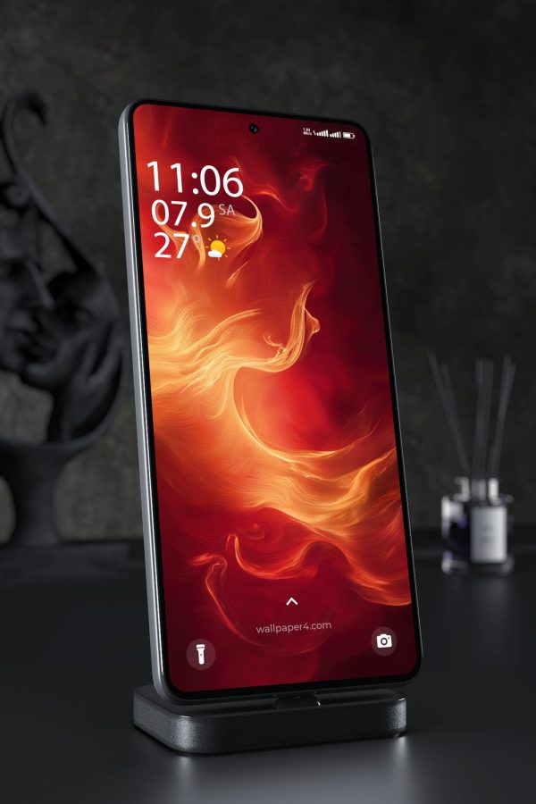 Mobile Wallpaper 4404 - Fiery Abstract Flow in Crimson and Gold
