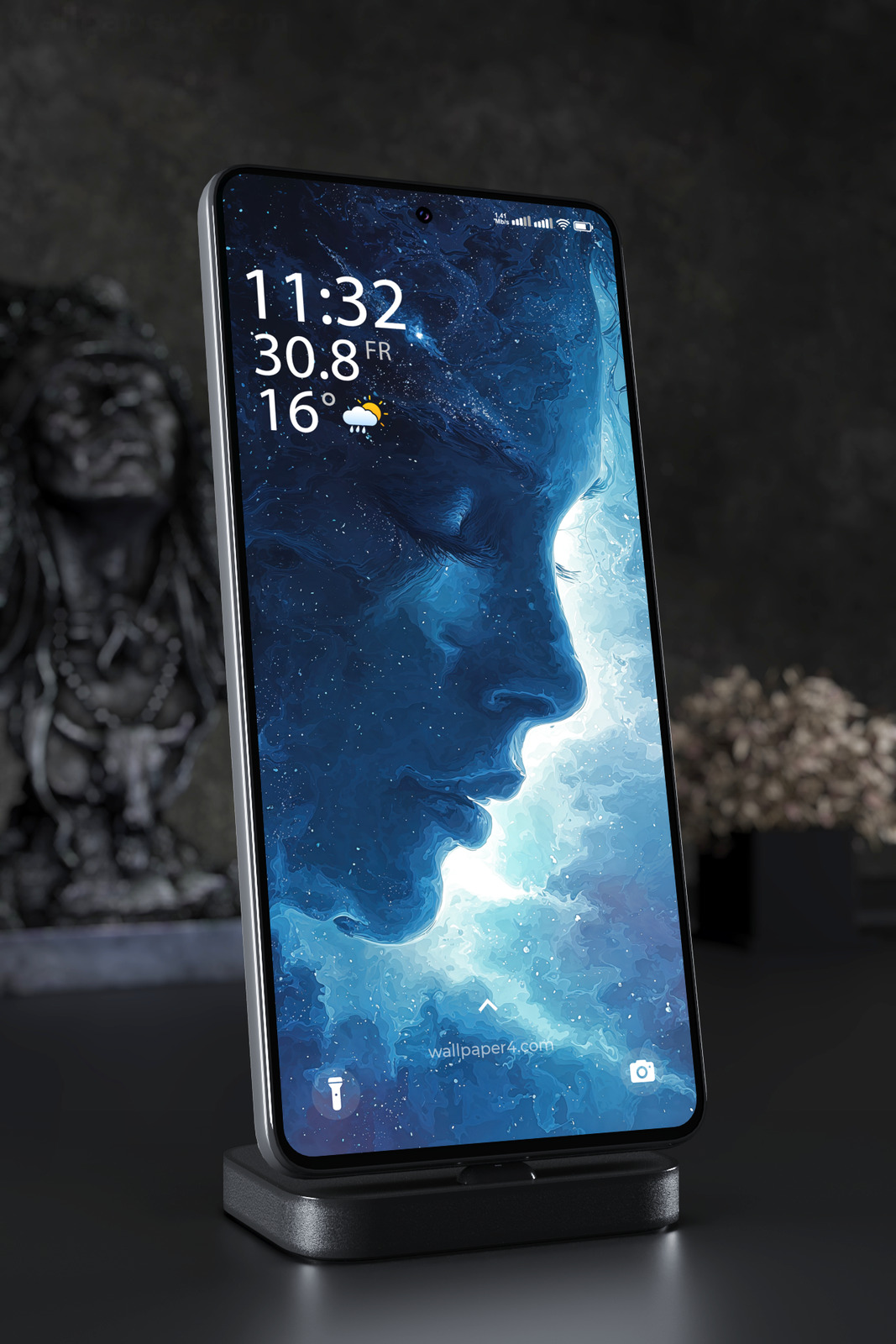 Phone Wallpaper 4418 - Deep Blue Cosmic Marble Abstract Phone Background