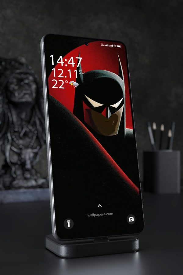 Mobile Wallpaper 4486 - Batman Red Moon Dark Silhouette Minimal Art