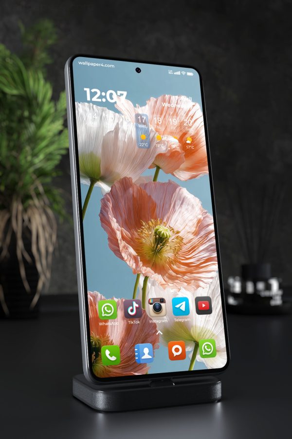 Mobile Wallpaper 4490 - Soft Pastel Poppy Flowers on Blue Sky