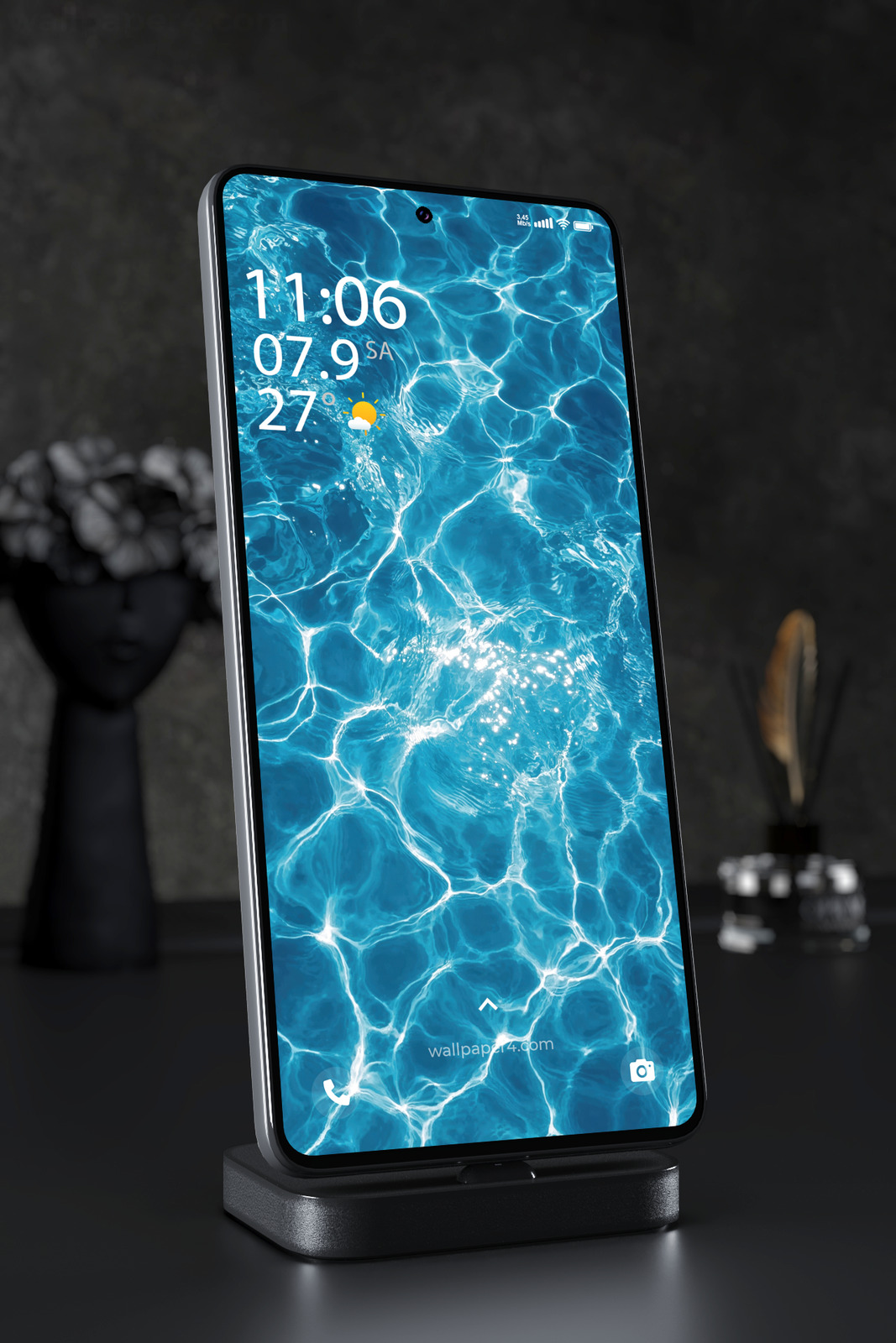 Phone Wallpaper 4503 - Sunlit Blue Water Reflections Abstract Design