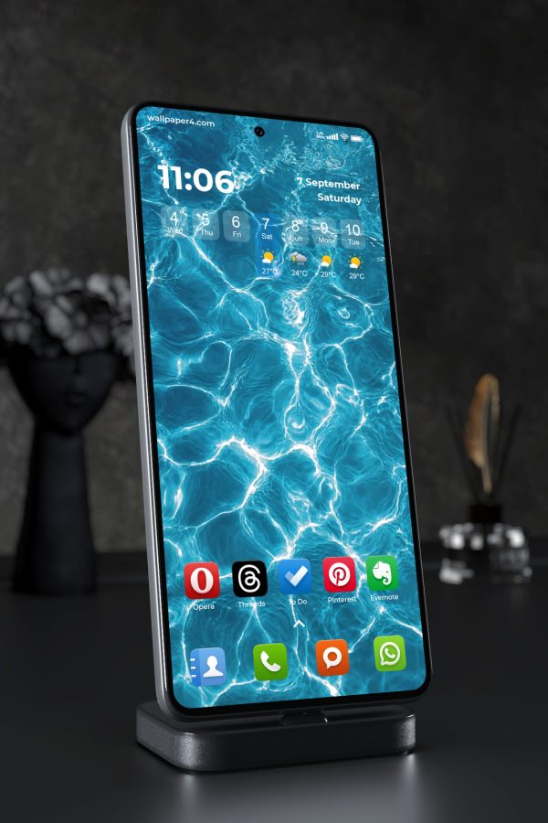 Mobile Wallpaper 4503 - Sunlit Blue Water Reflections Abstract Design