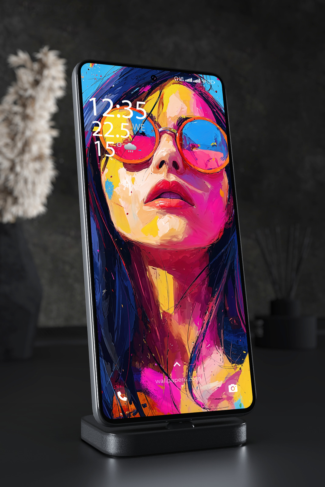 Phone Wallpaper 4534 - Vibrant Pop Art Woman in Round Sunglasses