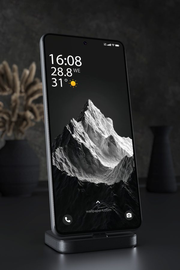 Phone Wallpaper 4560 - Dark Monochrome Snow Mountain Peak Landscape