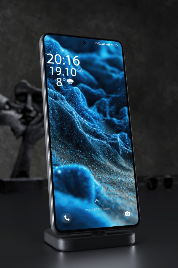 Phone Wallpaper 4596 - Glowing Blue Abstract Particle Landscape