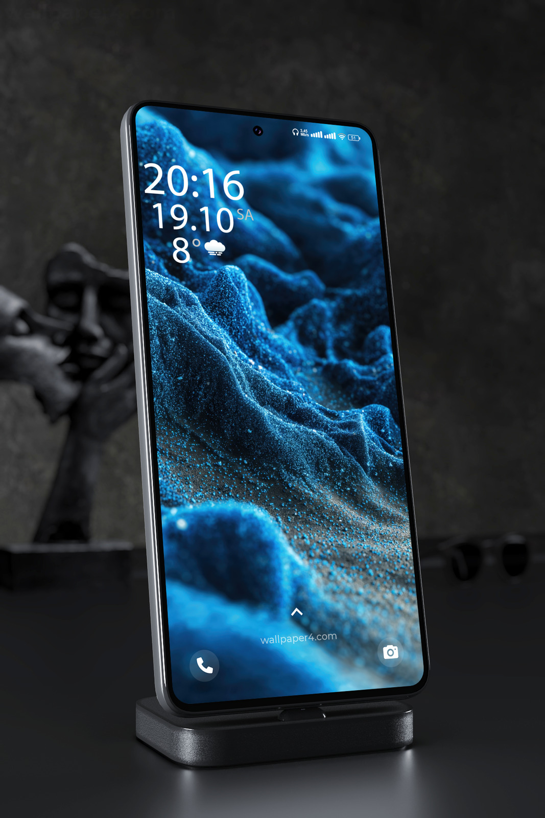 Phone Wallpaper 4596 - Glowing Blue Abstract Particle Landscape