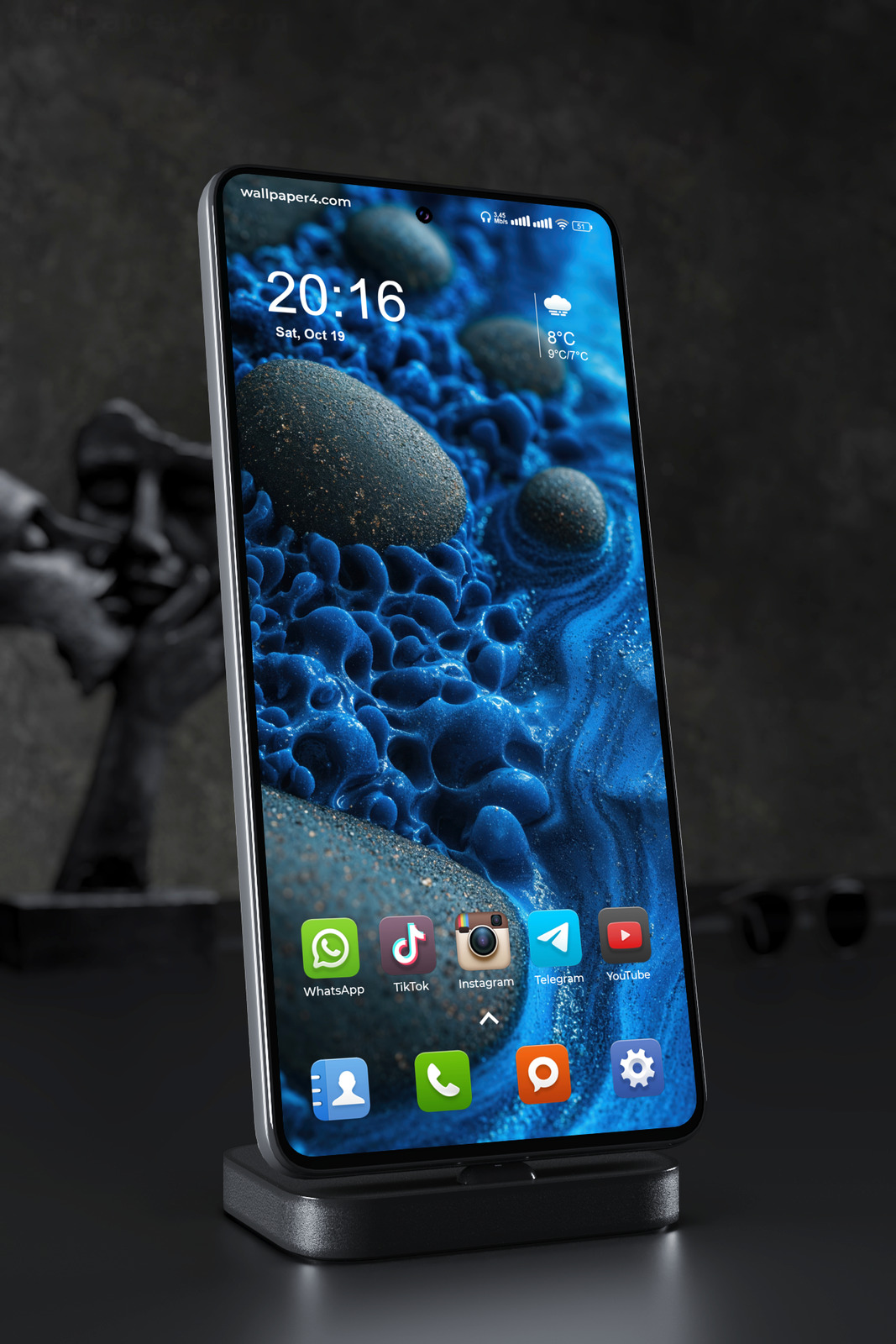 Mobile Wallpaper 4596 - Glowing Blue Abstract Particle Landscape