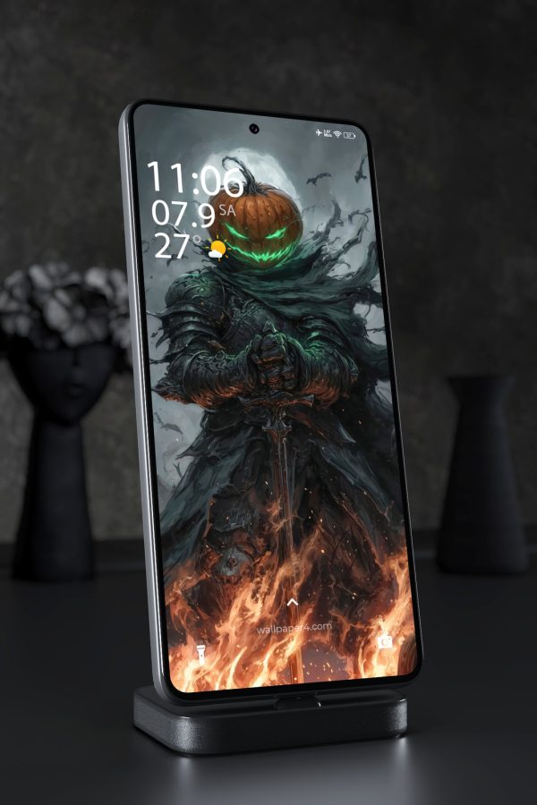 Phone Wallpaper 4660 - Dark Pumpkin Knight Halloween Fantasy Armor