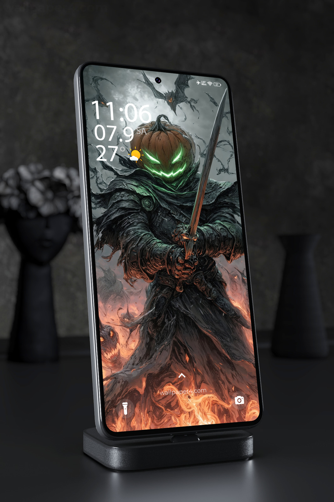 Mobile Wallpaper 4660 - Dark Pumpkin Knight Halloween Fantasy Armor