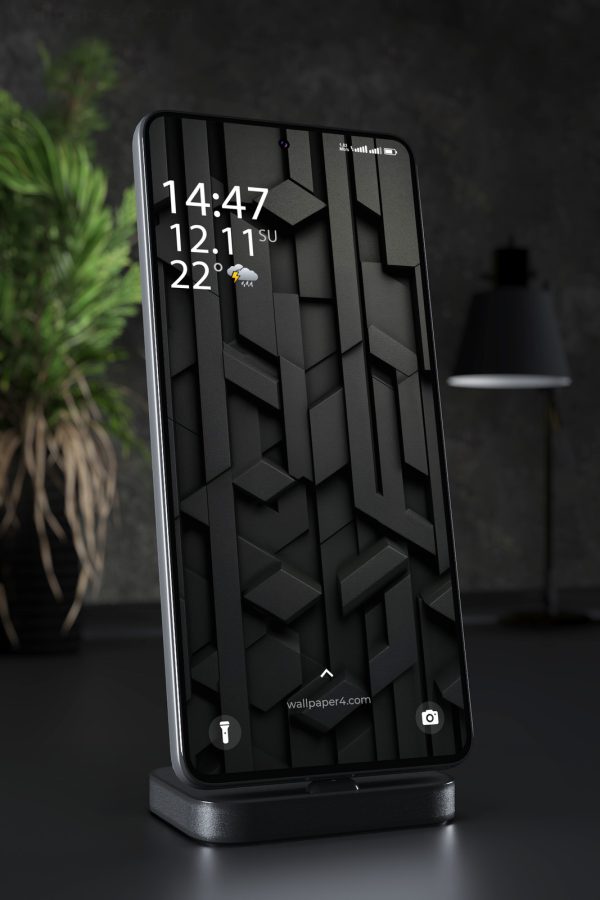 Phone Wallpaper 4707 - Dark 3D Geometric Abstract Texture Design